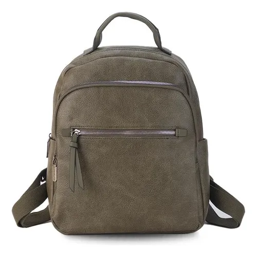 comprar Mochila Mediana Bolsillo Frente Correa Galón Dama Lincolns Color Oliva