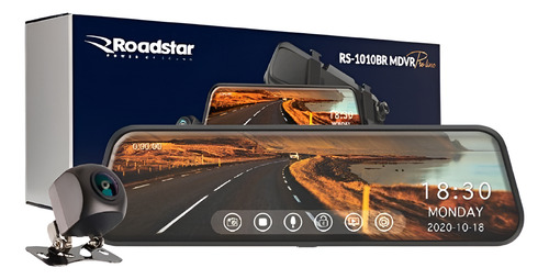 Retrovisor Dvr Com Tela Lcd Touch 9.6 E Câmera Auxiliar