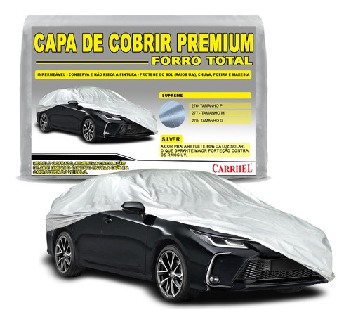 Capa Para Carro Carrhel Forro Total Proteção Uv Silver 