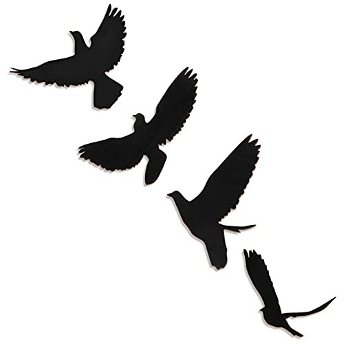 4 Piezas Esculturas De Pájaros Voladores De Pared Hait...