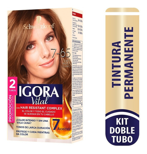 Tinte Cabello Igora Vital Permanente Tono 7-65 Café Moca Claro