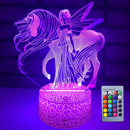 Luz Nocturna Unicornio 3d Para Dormitorio Niño 16 Color Como