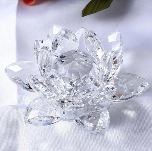 Flor De Loto Cristal Transparente Amuleto 9 Cm Vidrio 3 Pcs