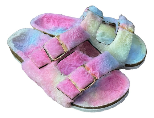 Pantuflas Mujer Suela Corcho Con Hebillas Antiderrapantes 