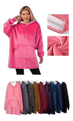 12 Maxi Sudadera Cobija Hoodle C/capucha Afelpada Aborregada