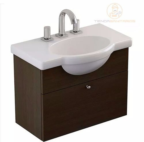 Mueble para baño Ferrum Y63ED, con bacha color blanco y mueble wengue