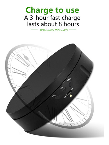 Mesa Giratória Elétrica De 360°, Carregamento Usb, Rotação