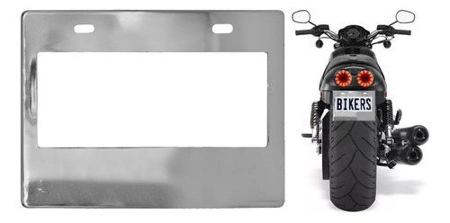 Marco Porta Placa Ancha Motocicleta Numéric Cromo / Tornasol