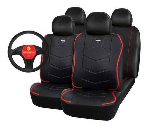 Cubreasiento Auto Universal + Cubre Volante Momo Ecocuero