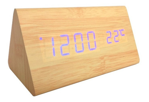 Reloj Despertador Escritorio Triangulo Led(fecha/temp) Color Caqui con LED azul