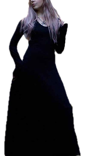 Vestido Gótico Victoriano Bruja Cosplay Negro Medieval