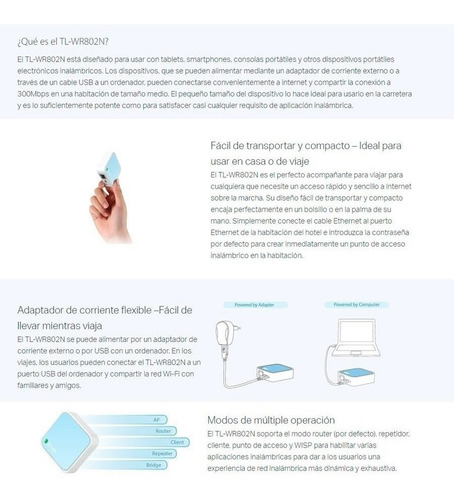 Imagen 4 de 7 de Mini Router Inalambrico Tp-link Tl-wr802n Wifi Nano 300mb