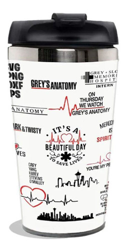 Copo térmico Kazape Copo Térmico grey's anatomy frases personagens cor branco 450mL