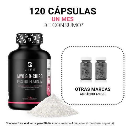 Myo Y D-chiro Inositol Ratio 40:1 de 120 Cápsulas Inositol Platinum B Life