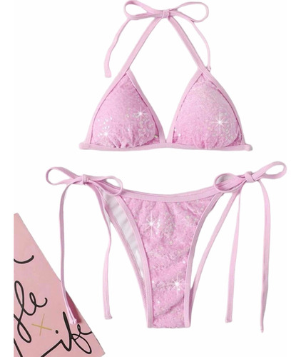 Bikini Rosa Con Lentejuelas