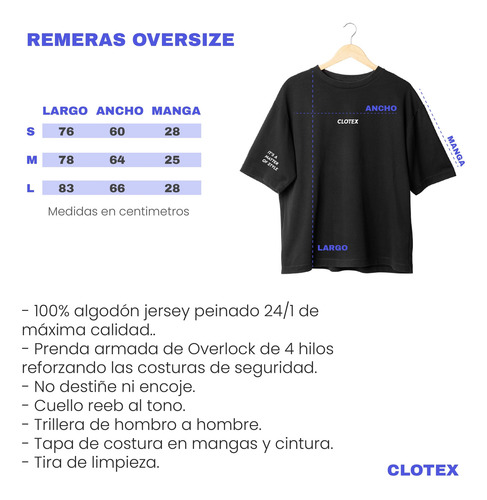 Pack X5 Remera Oversize Estampada 100%algodon Premium Clotex