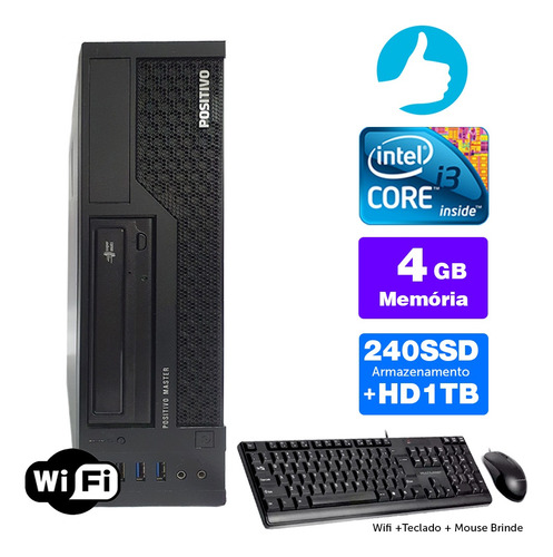 Imagem 1 de 5 de Cpu Completo Positivo Master Int I3 4g 4gb Ssd240+1tb Brinde