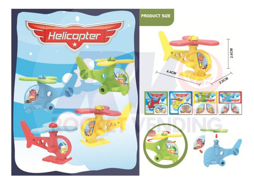 Helicopteros Vending Juguete 100 Capsula Armable 2 Pulgadas