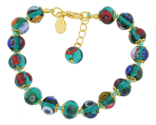 Glassofvenice Pulsera De Mosaico De Cristal De Murano - Verd