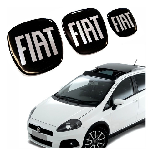 Adesivo Emblemas Fiat Punto Black Volante Resinado Res29