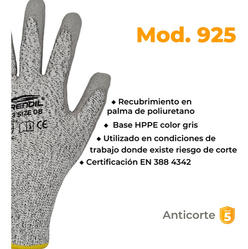 Guantes Para Trabajo Rudo Anticorte Nivel 5 Grendil 925