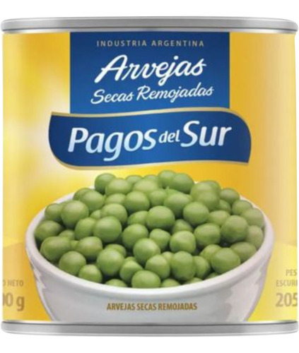 Arvejas Secas Remojadas Pagos Del Sur Lata X 300gr