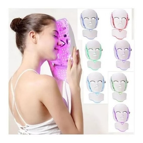 Imagen 3 de 10 de Mascara Led Facial + Cuello 7 Anti Age Arrugas Rosacea Acne