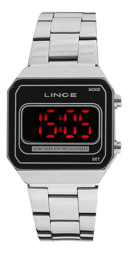 Imagem 1 de 8 de Relógio Feminino Lince Prata Led Vermelho Mdm4645l Pxsx