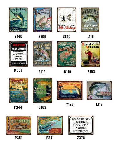 Cartel Chapa Publicidad Antigua Pesca Anzuelos Mosca L123