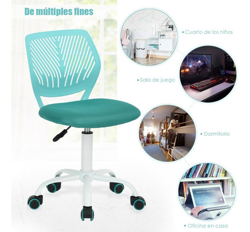 Silla De Oficina Altura Ajustable Carnation Turquesa