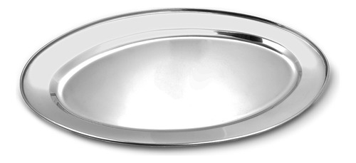 Bandeja Aço Inox Para Servir 30x20 Oval Rasa - Dolce Home Cor Prata