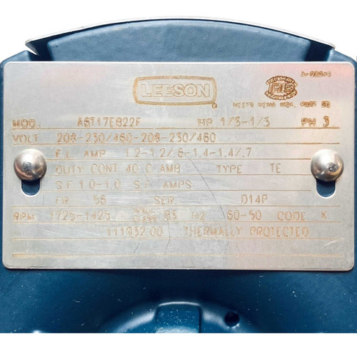 111932.00 Leeson 1/3hp Explosion Proof Motor, 1725-1425r Cce