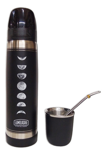 Termo Lumilagro Inox. Lunas + Mate Negro + Bomb 340 - Fdn Pp