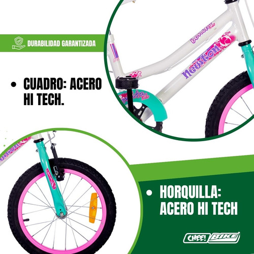Bicicleta Infantil R16h Newton Mod Bonita Con Canasto Turquesa R16