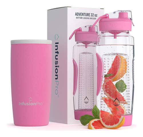 Botella De Agua De 32 Oz Infusor De Frutas Y Manga Aisl...