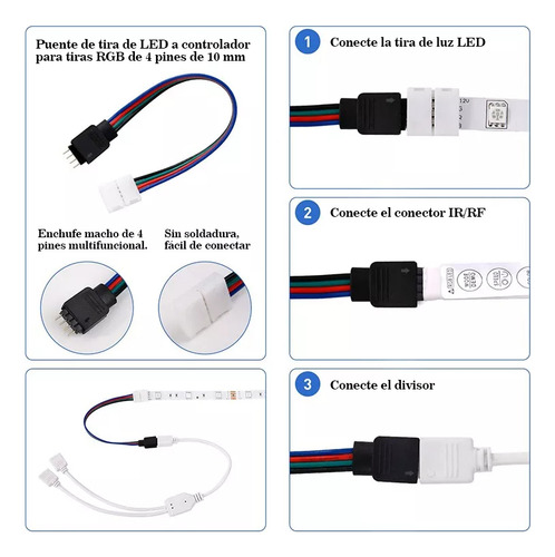 Controlador Led Inteligente + Control + Conector Macho Para Tira Led Rgb 4 Pines