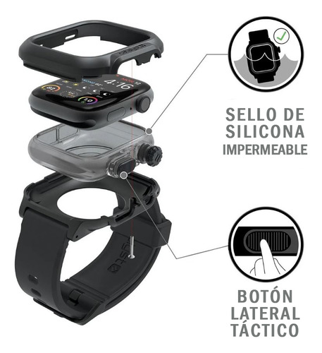 Carcasa Sumergible + Correa Lisa Para Apple Watch de 42 MM (Serie 2 y 3) / Negro