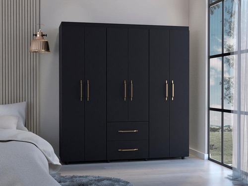 Closet Golden Seis Puertas Y Dos Cajones Negro
