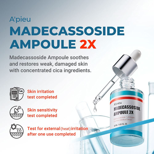 Missha A'pieu Madecassoside Ampoule Centella Asiatica Tempo de aplicação Dia/Noite Tipo de pele Todos os tipos de pele