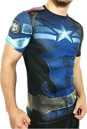 Playera Camisa Capitan America Avengers Marvel Cosplay Licra