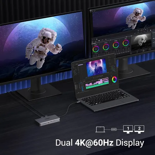Ugreen Estacion De Acoplamiento Usb C 11 En 1 Dual Hdmi 4k