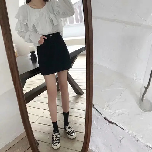 Minifalda De Mezclilla En Forma De A Para Mujer, Adelgazante