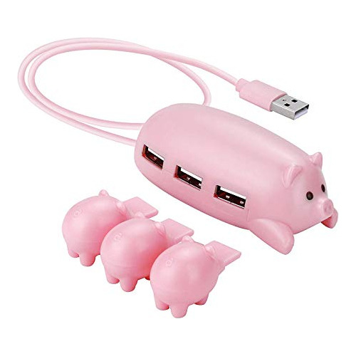 Lindo Usb Hub, Joyreken Rosa Mamá Cerdo Hub Usb Hub Con 3 Pi