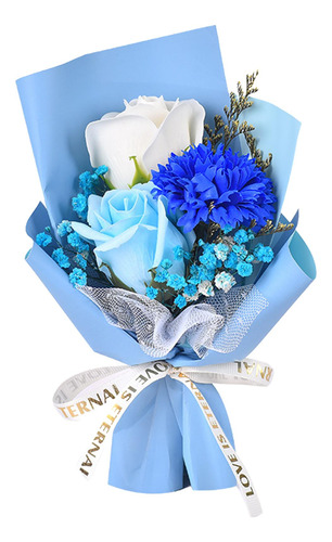 Ramo De Flores De Jabón, Flor De 20 Centímetros Papel Azul