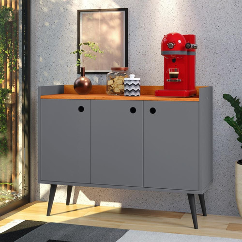 Aparador Buffet Estilo Retrô 3 Portas Balcão 90 Cm Moderno