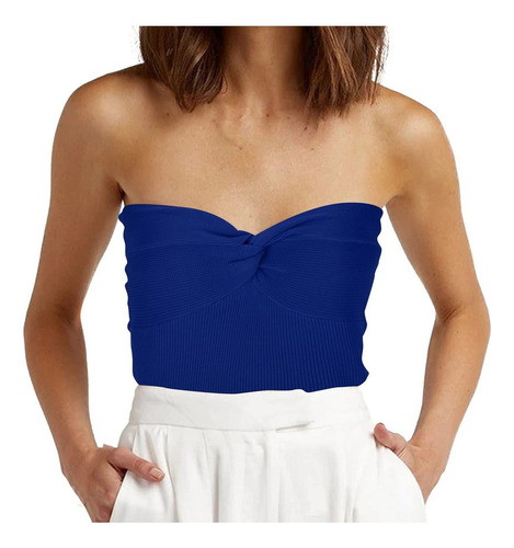 Playera Mujer Camisa Sin Tirantes Crop Top Escote Corazón C