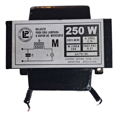 Balasto Para Lampara Vapor Mercurio X 250 W Interior Lp