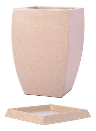 Kit Vaso E Prato Quadrado Apolo Bege 45cm Terrano