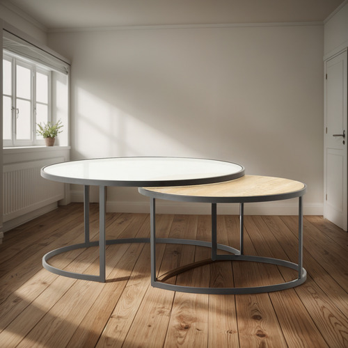 Mesa Lexington Anidada Roble/vidrio Form