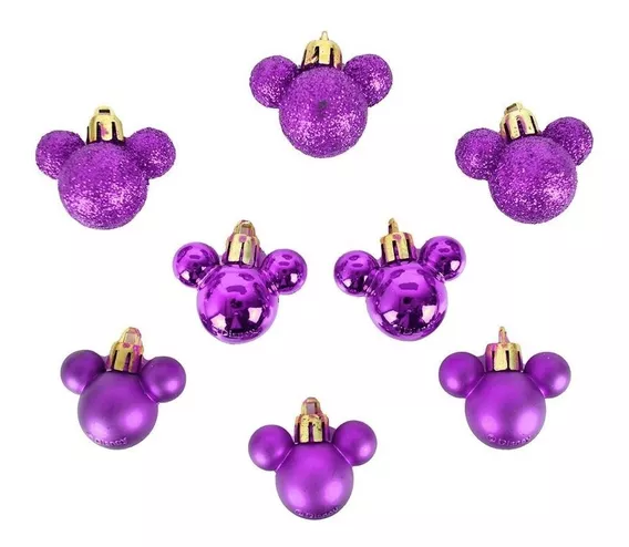 8 Esferas Navideñas Mickey Diferentes Colores 3cm